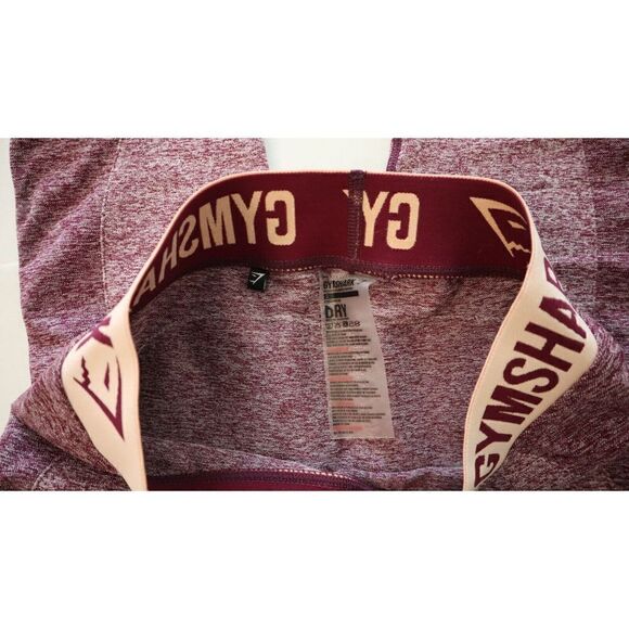 Gymshark Dry Women's Sz Small Maroon Seamless Stretch Athletic Leggings - Picture 4 of 7